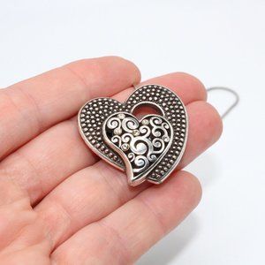 Brighton Necklace - 2 Puffy Hearts and Rhinetone Snake Chain Necklace